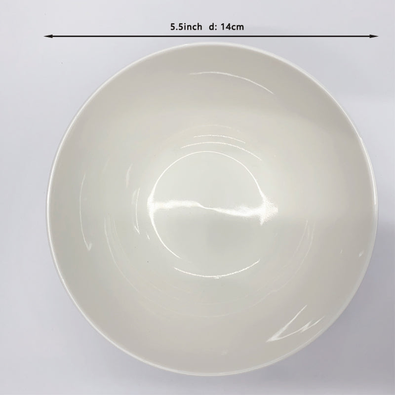 White New Bone China 5.5"6" Korean Bowl Salad Bowl Grain Bowl Soup Bowl