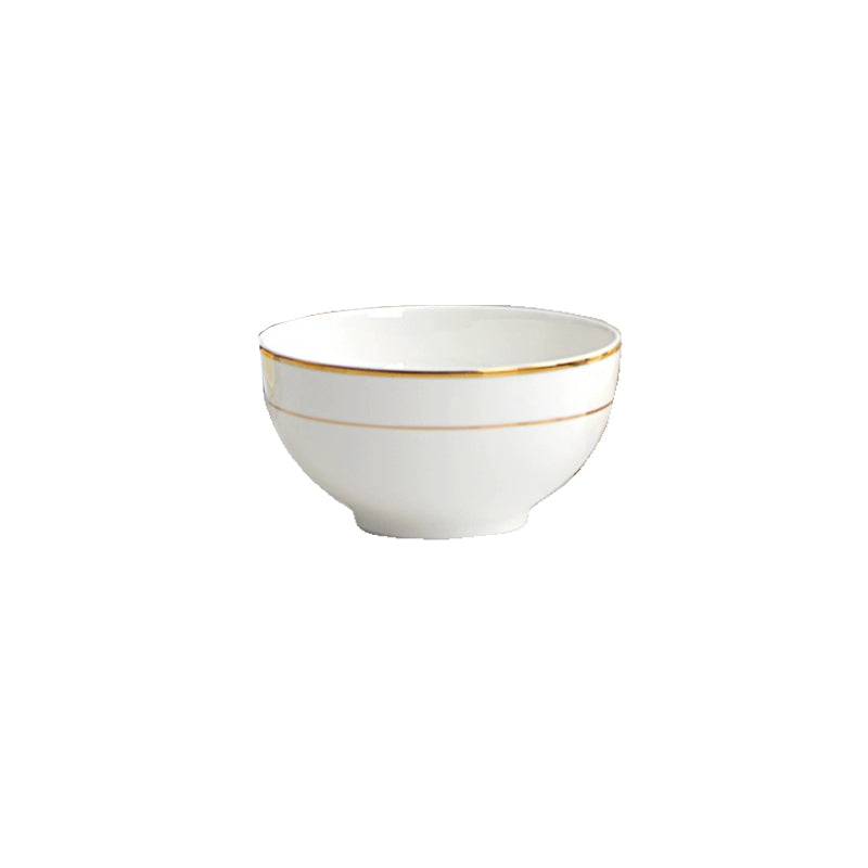 Bone China Household Bowl Salad Bowl Grain Bowl with Gold Edge